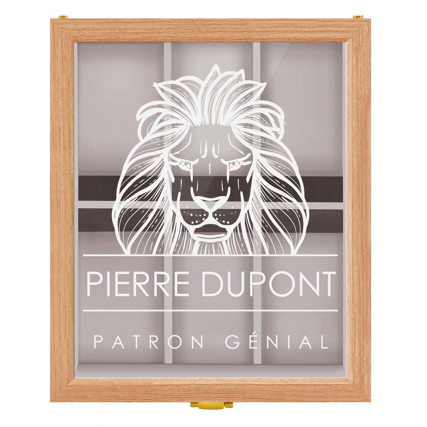 Boîte à montres en bois clair personnalisée pour l'anniversaire d'un patron