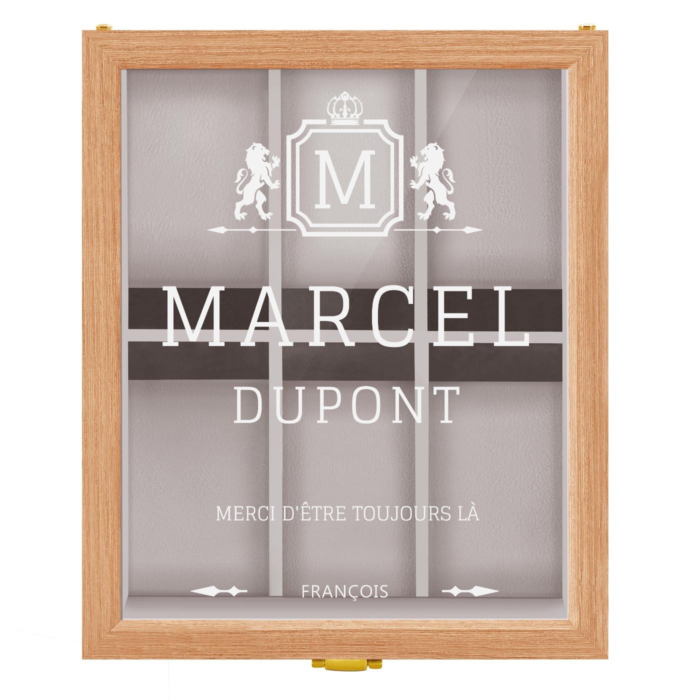 Boîte à montres en bois clair personnalisée pour l'anniversaire d'un ami