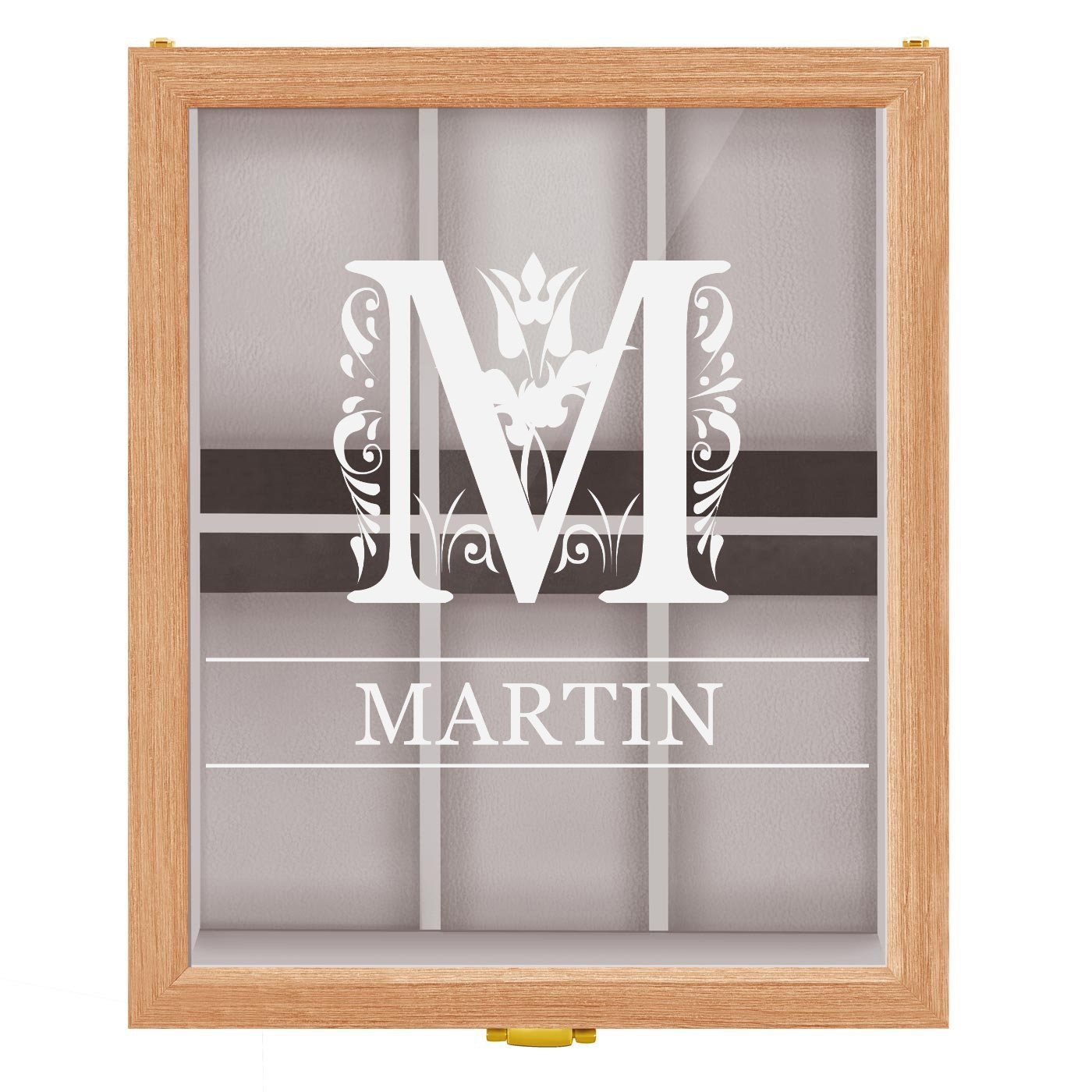 Boîte à montres en bois clair personnalisée pour lui pour l'enterrement de vie de garçon