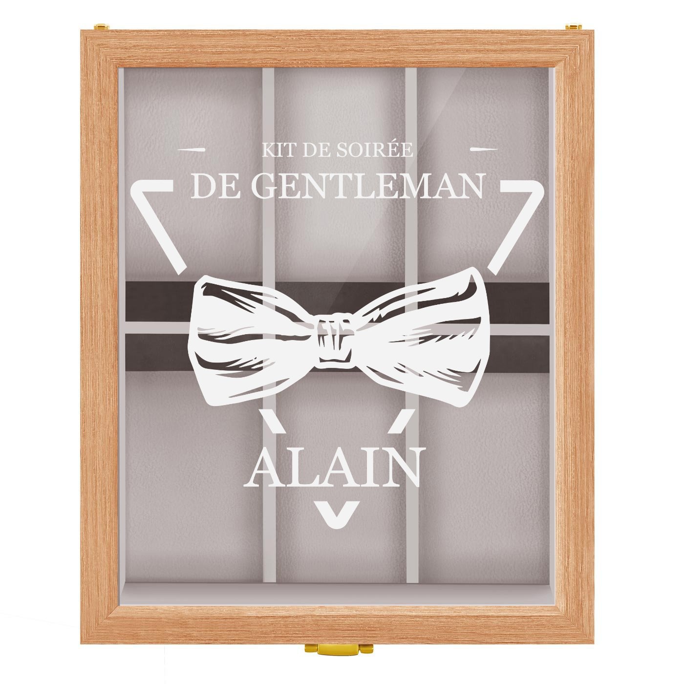 Boîte à montres en bois clair personnalisée pour l'anniversaire d'un gentleman