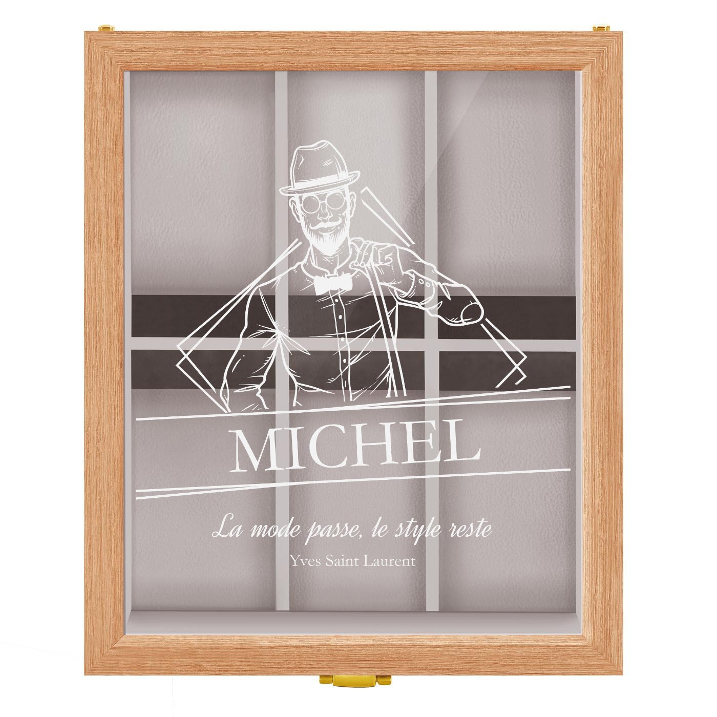 Boîte à montres en bois clair avec gravure pour un homme pour la Saint-Valentin