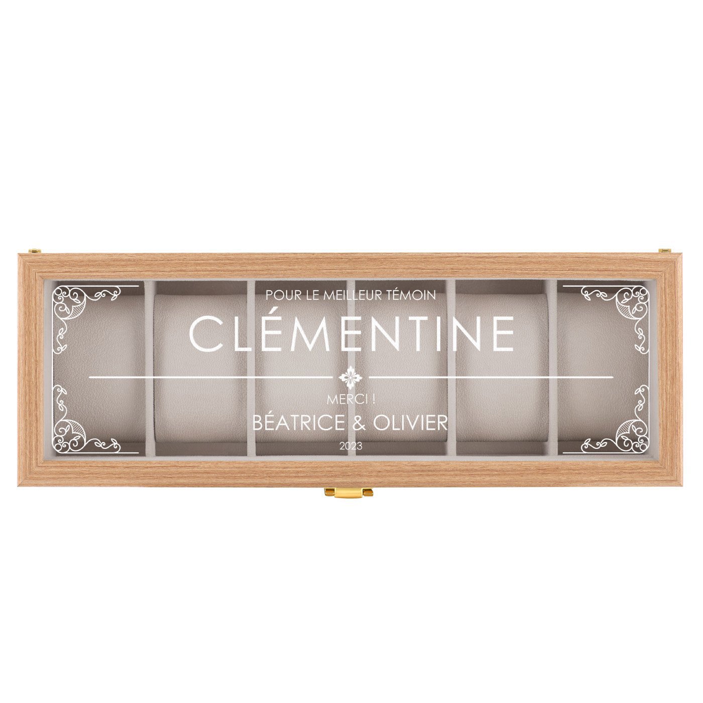 Boîte à montres en bois personnalisée pour une meilleure témoin de mariage