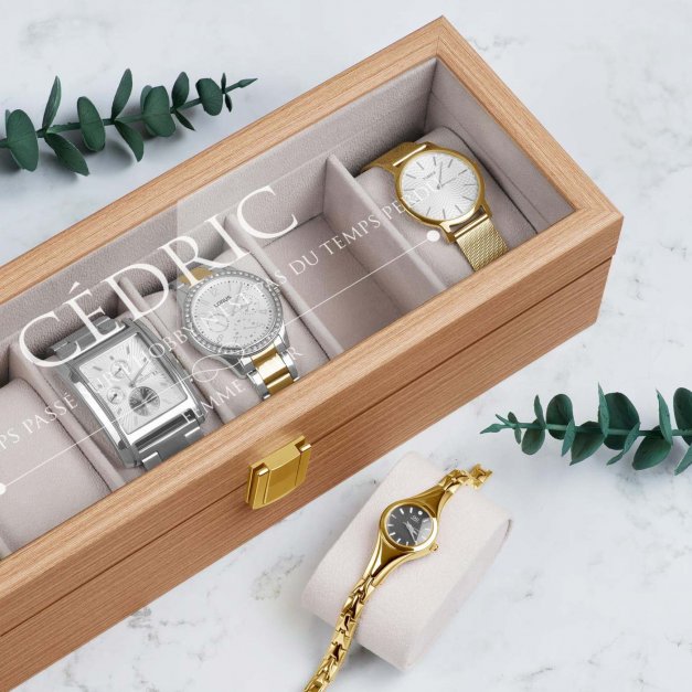 Boîte à montres en bois personnalisée pour un époux pour l'anniversaire de mariage
