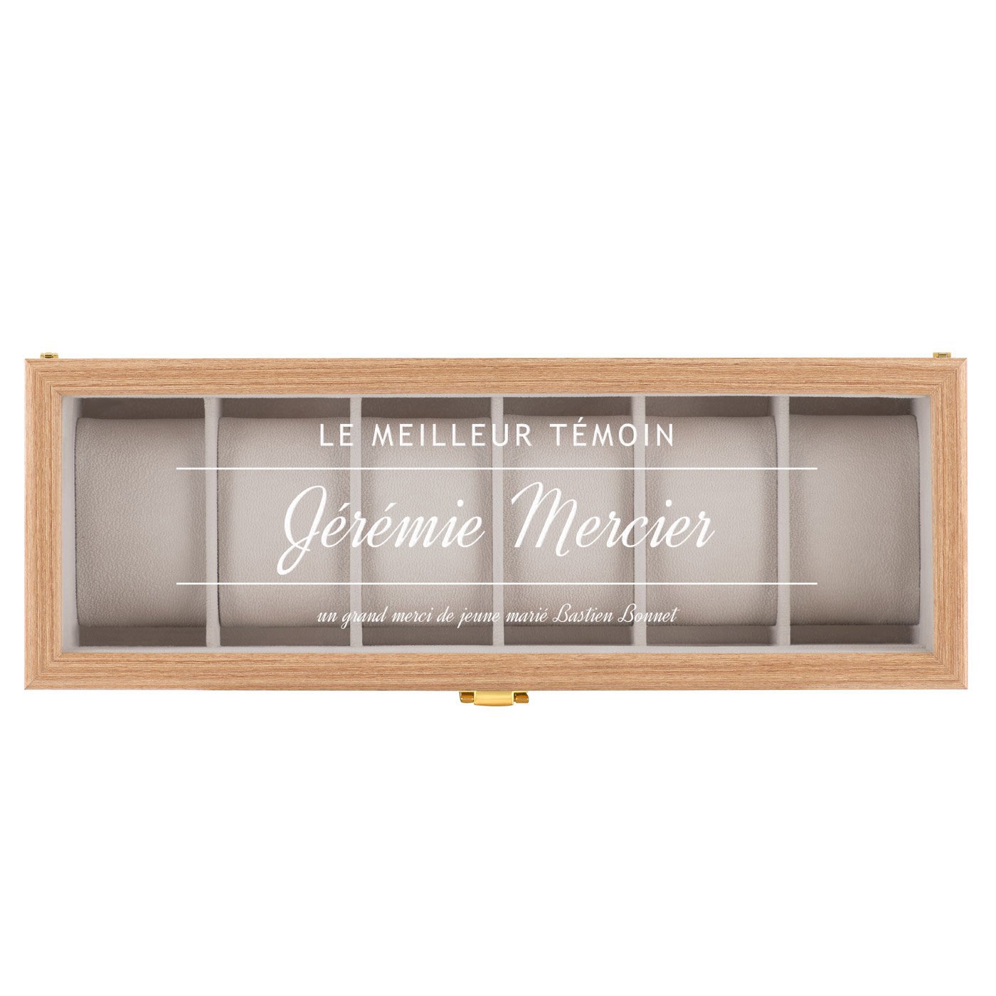Boîte à montres en bois personnalisée pour un meilleur témoin de mariage