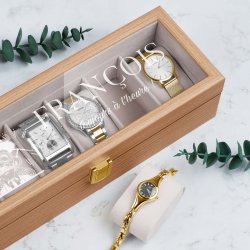Boîte à montres en bois avec gravure pour l'anniversaire d'un frère