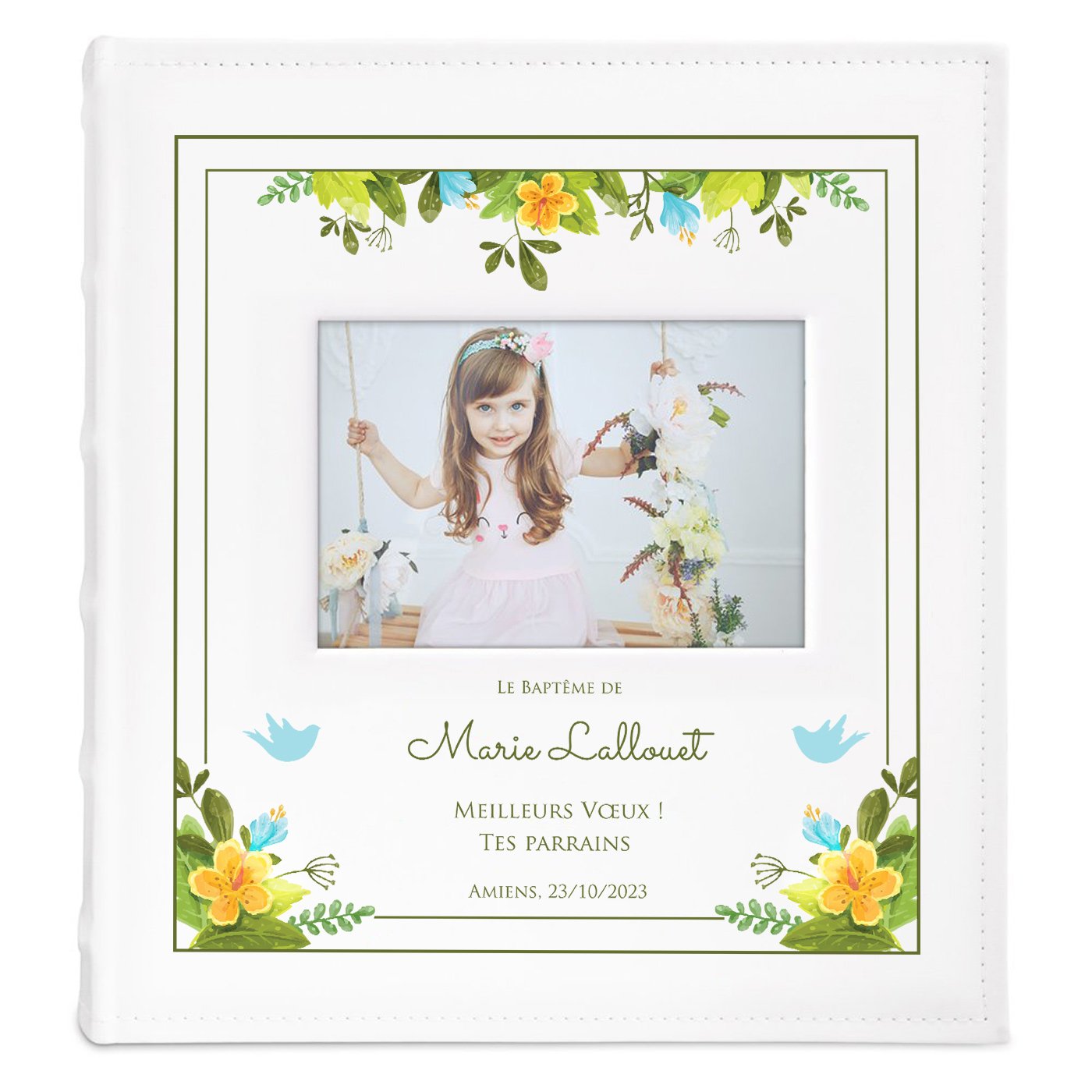Album photo avec fenêtre et personnalisation pour une petite fille pour son baptême