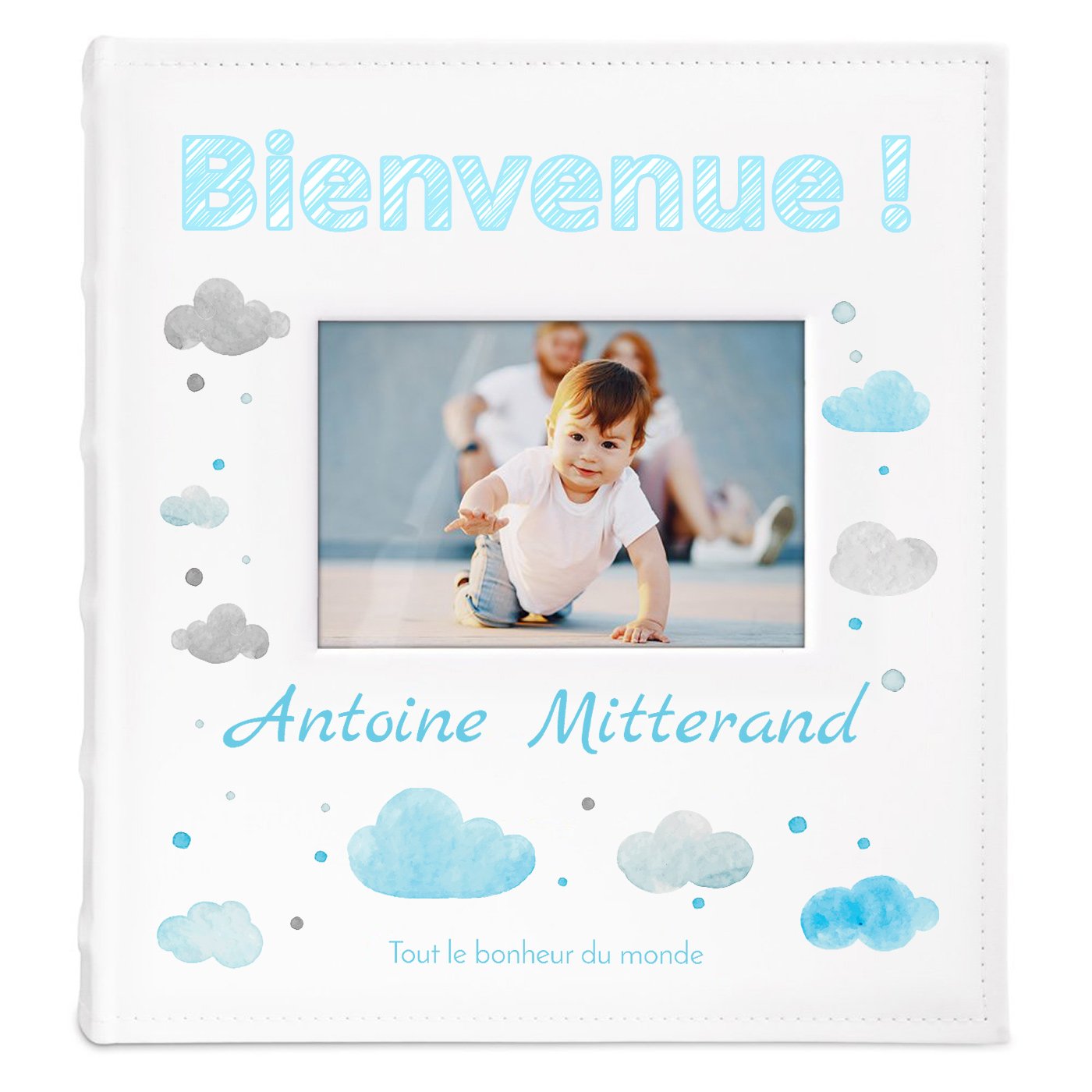 Album photo avec fenêtre et personnalisation pour un garçon nouveau-né