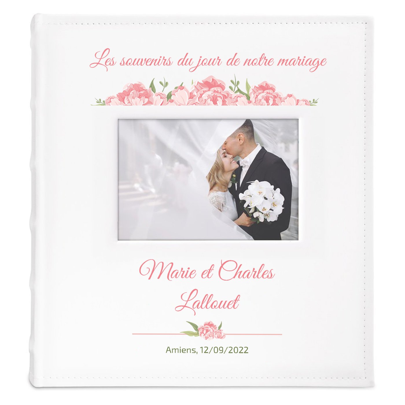 Album photo avec fenêtre et personnalisation pour un mariage