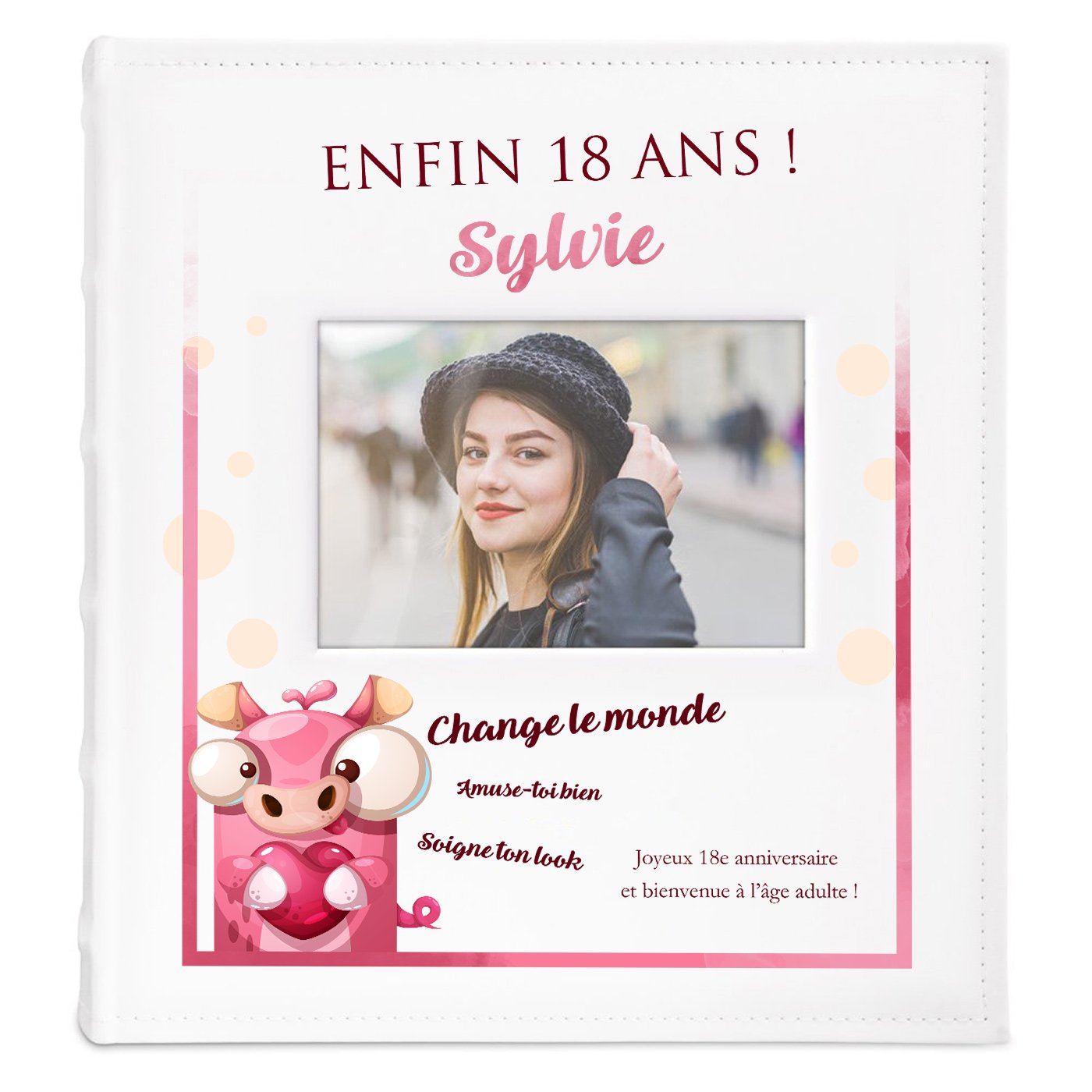 Album photo avec fenêtre et personnalisation pour une fille de 18 ans