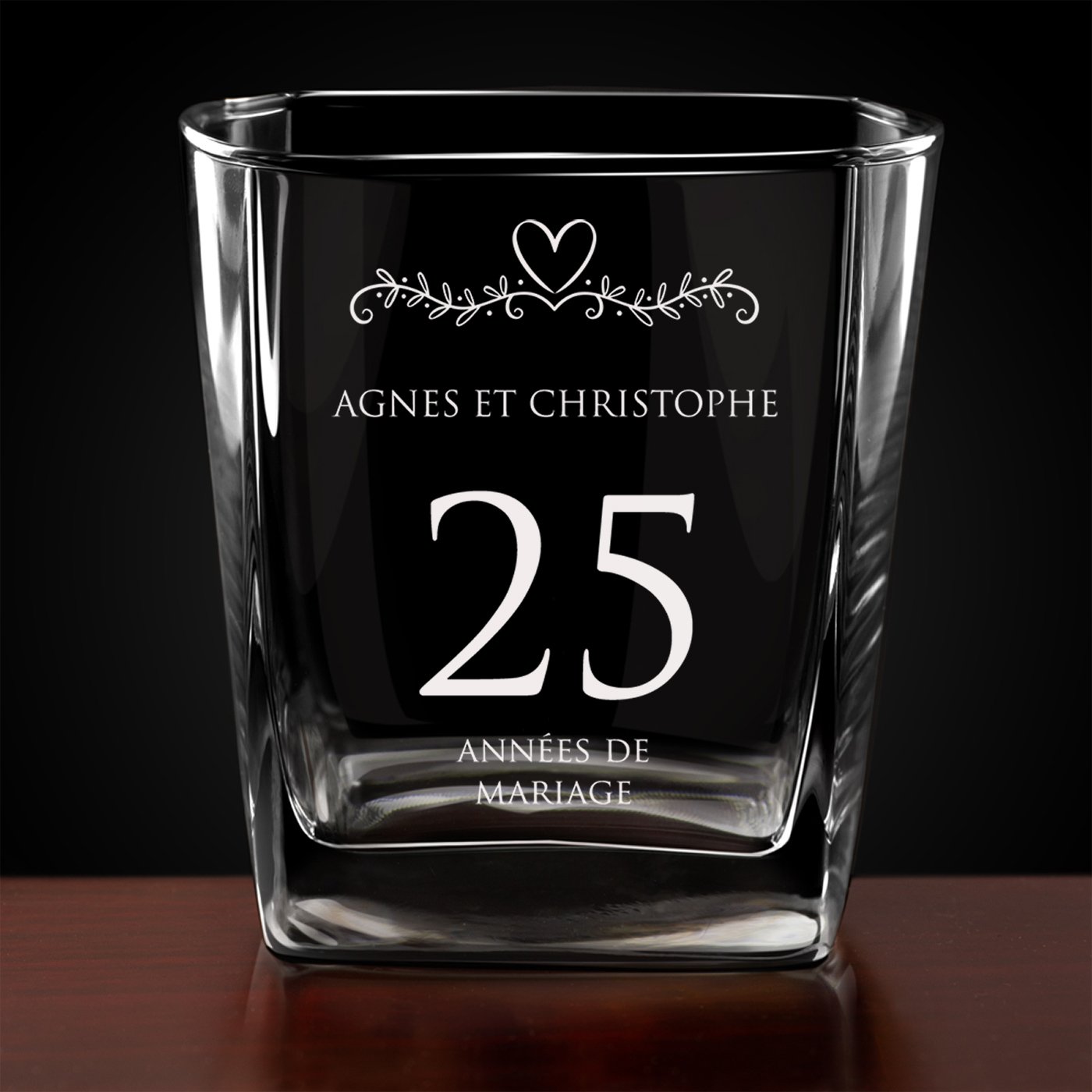 6 verres à whisky avec gravure pour 25 ans de mariage