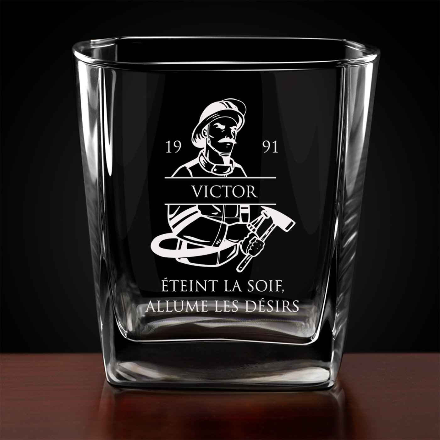 6 verres à whisky avec gravure pour pompier
