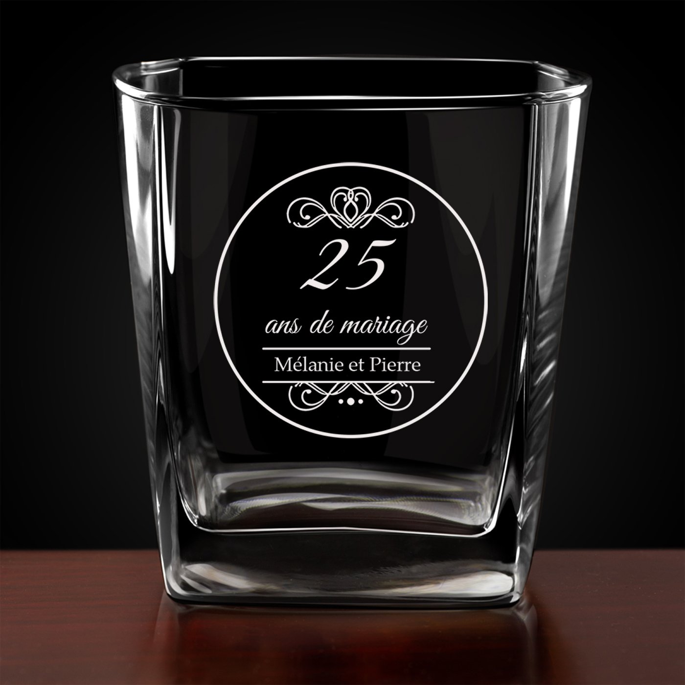 6 verres à whisky avec gravure pour couple pour 25 ans de mariage
