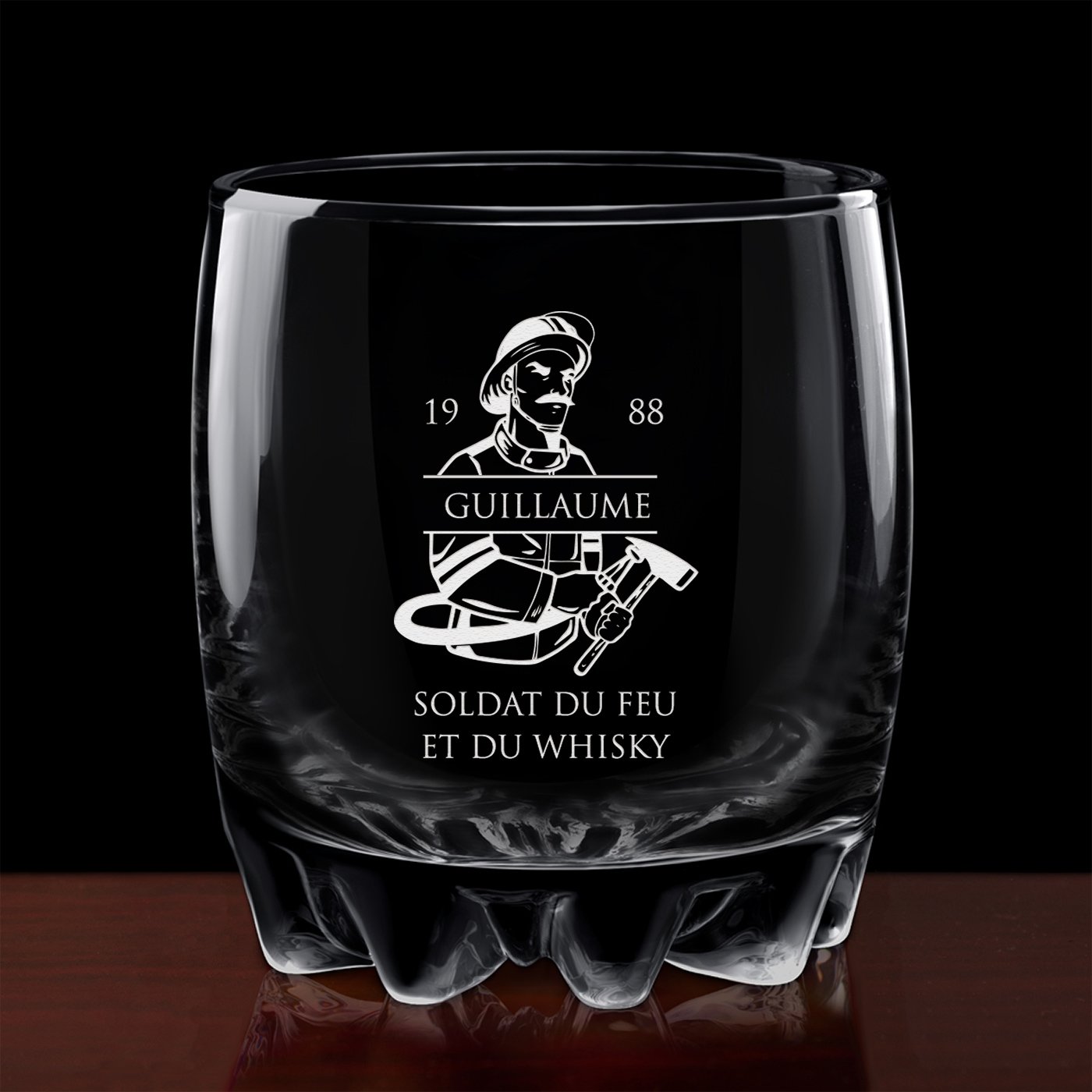 Verre Sylvana avec gravure pour pompier