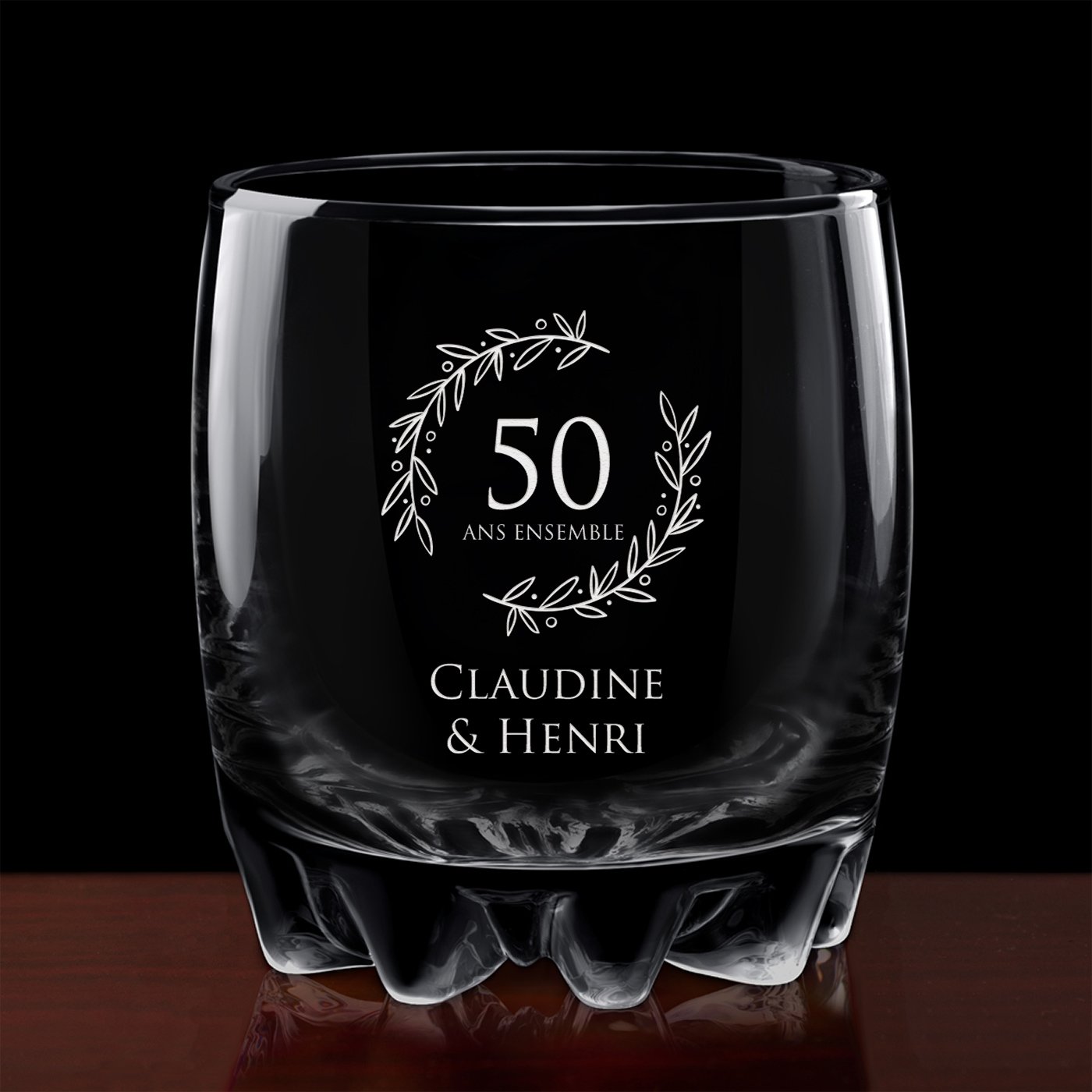 Verre Sylvana avec gravure pour 50 ans de mariage