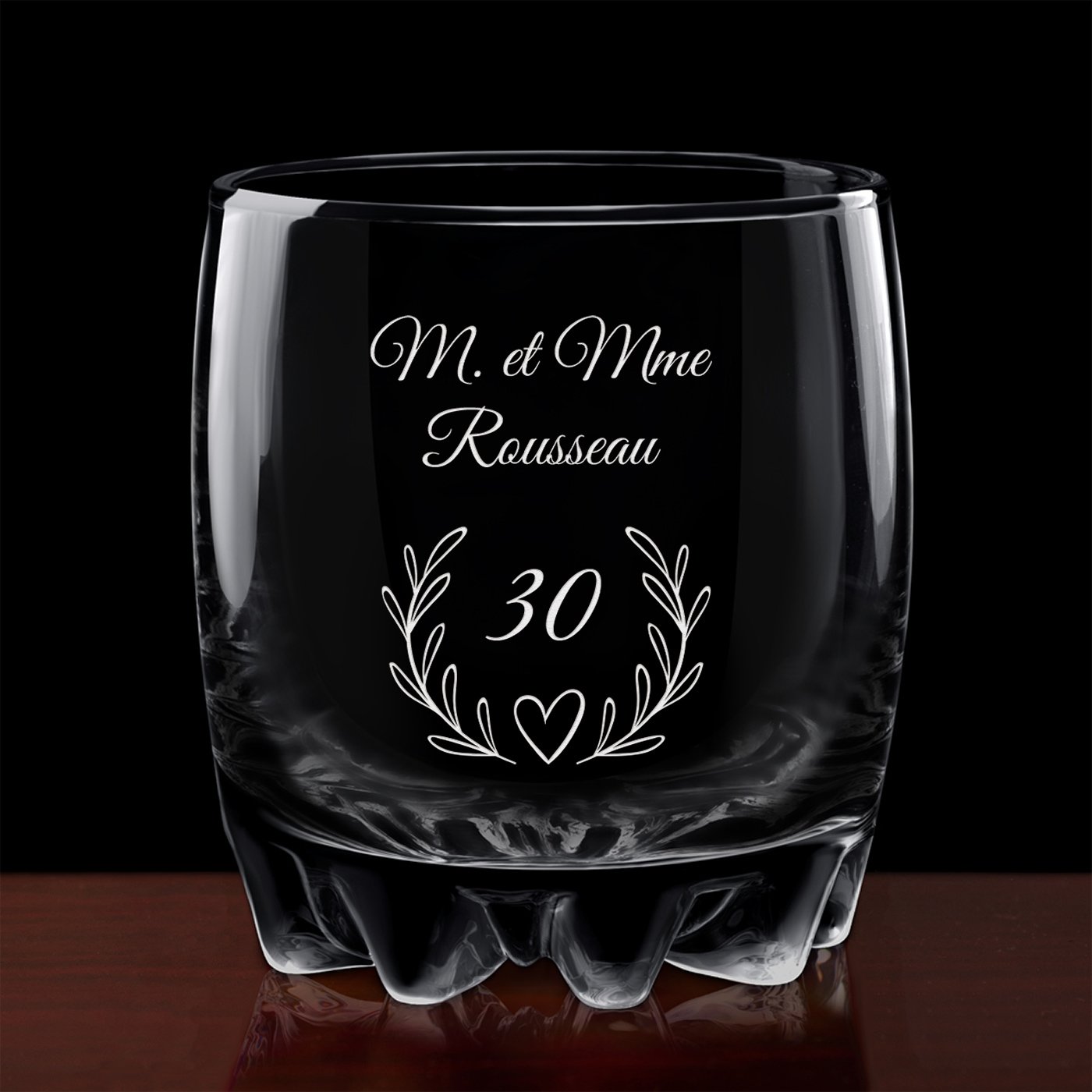 Verre Sylvana avec gravure pour couple pour 30 ans de mariage