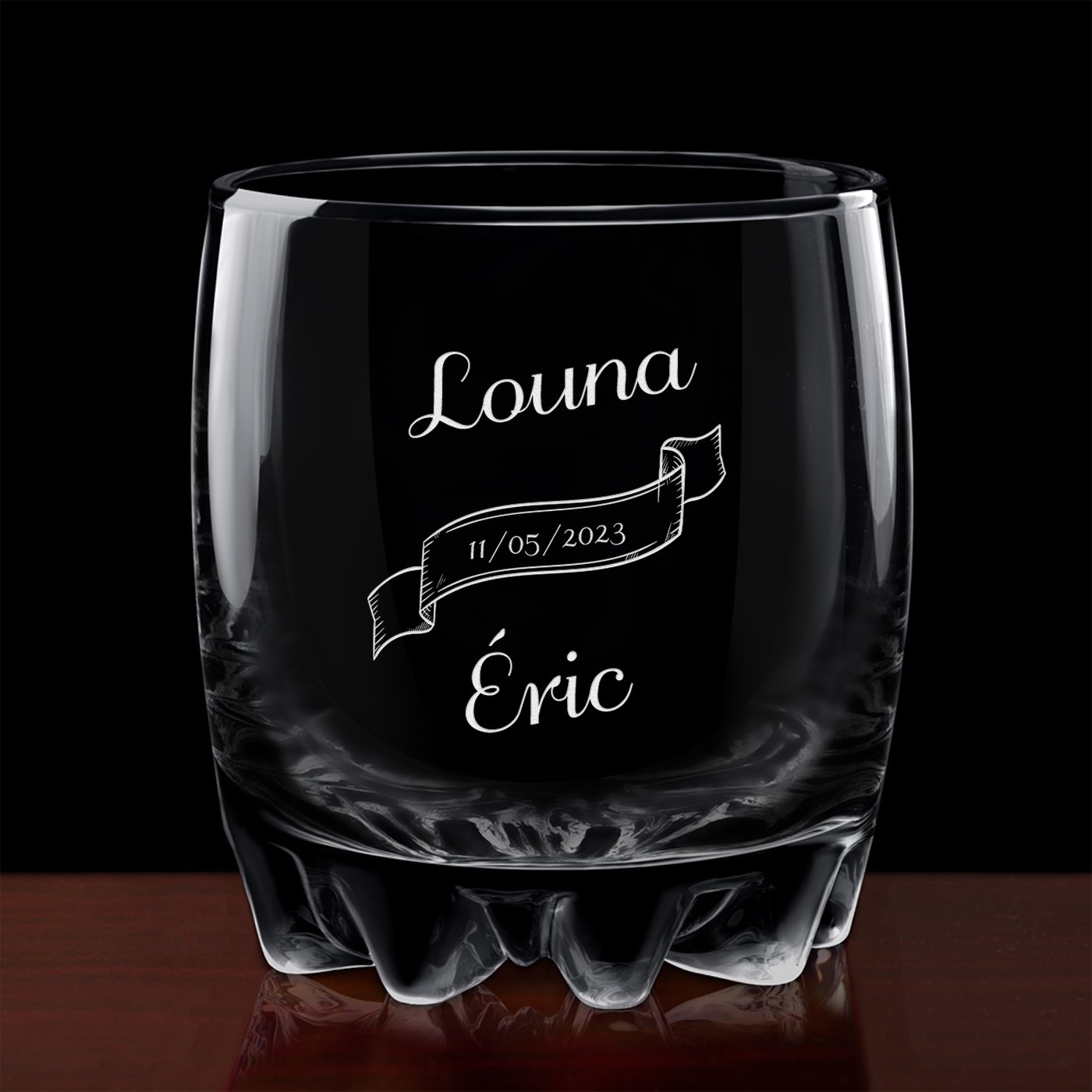 Verre Sylvana avec gravure pour jeunes mariés