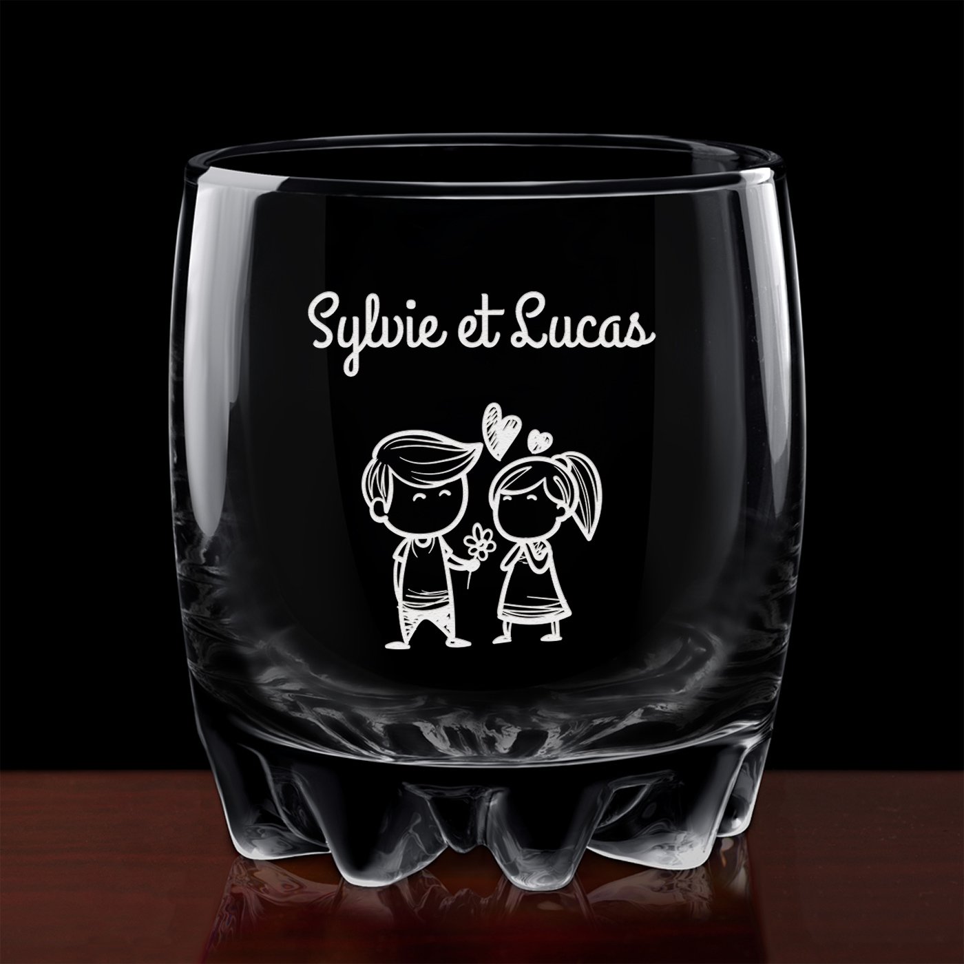 Verre Sylvana avec gravure pour couple pour la Saint-Valentin