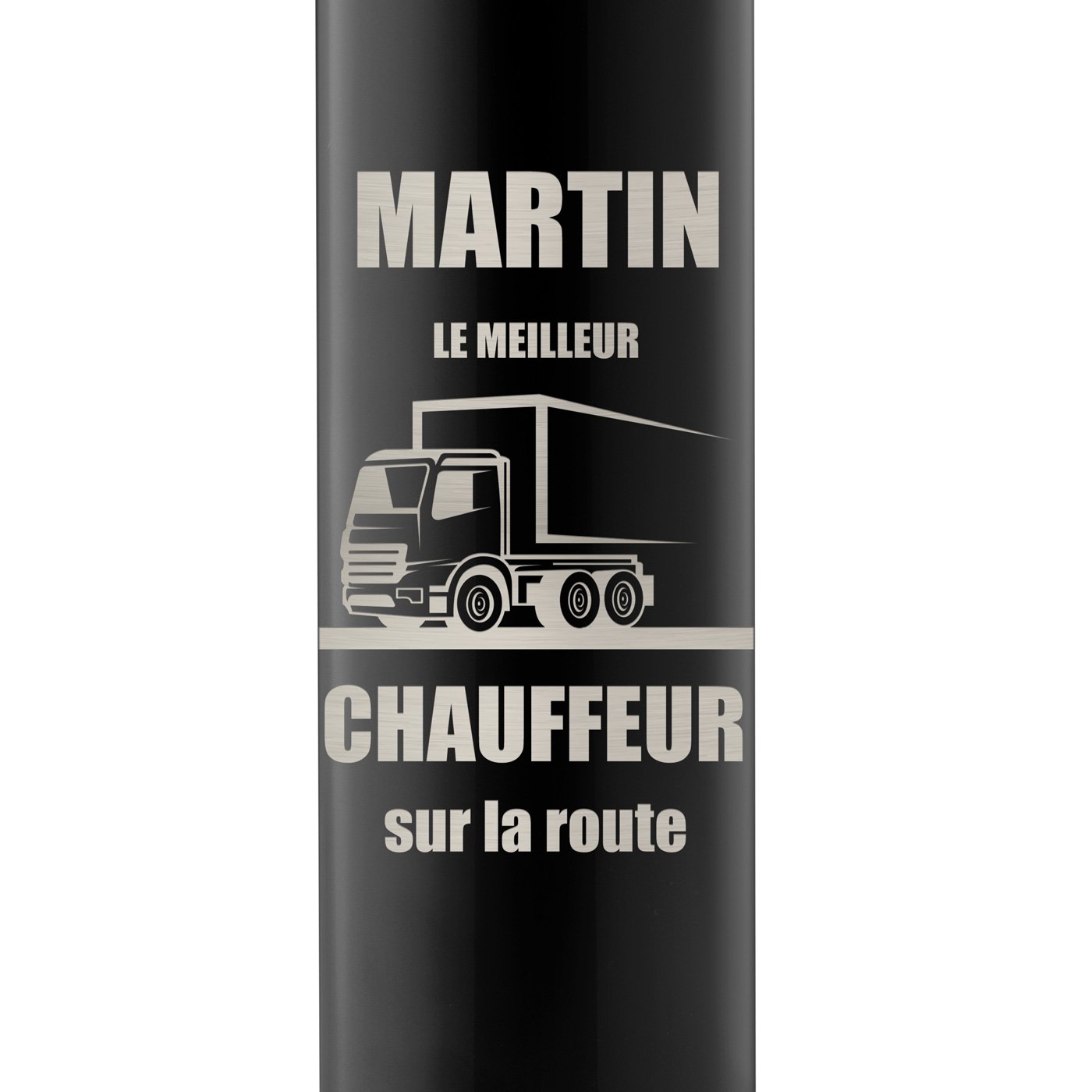 Bouteille isotherme noire avec gravure avec un affichage LED pour un chauffeur