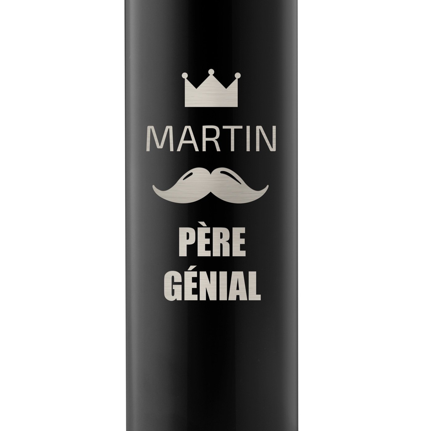 Bouteille isotherme noire personnalisée avec un affichage LED pour l'anniversaire d'un papa génial