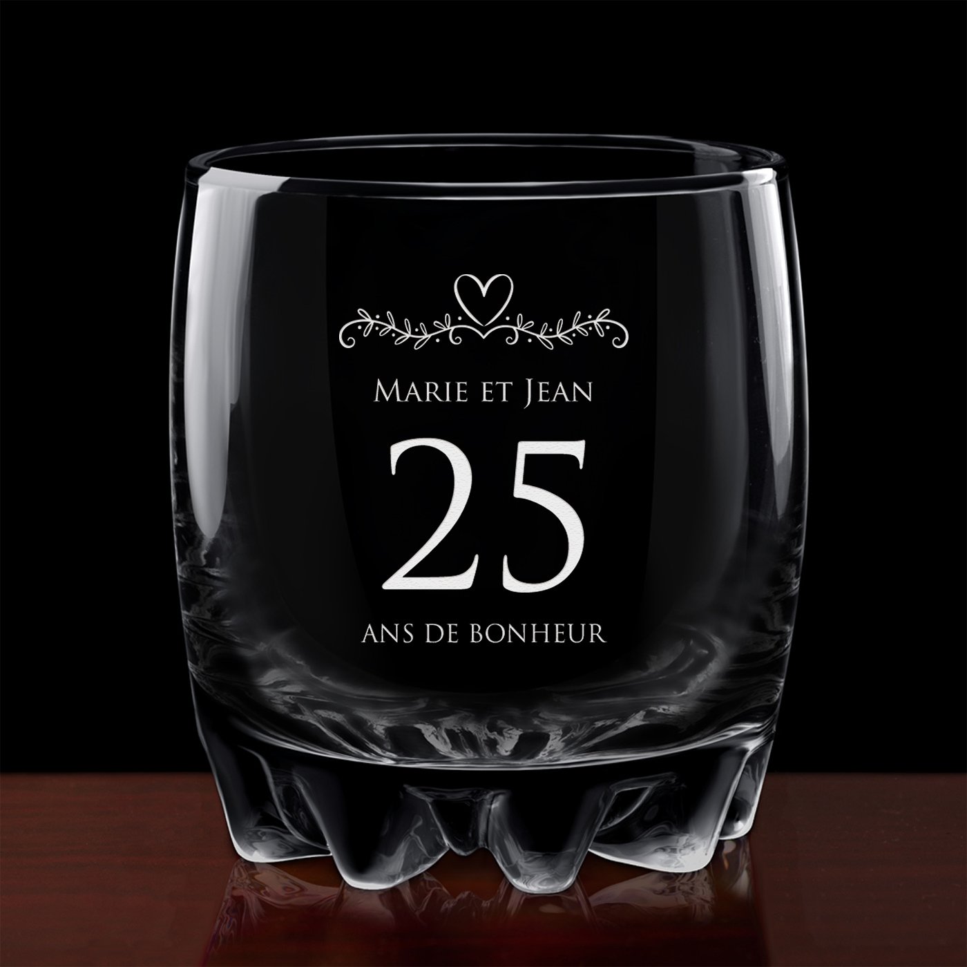 6 verres Sylvana avec gravure pour 25 ans de mariage