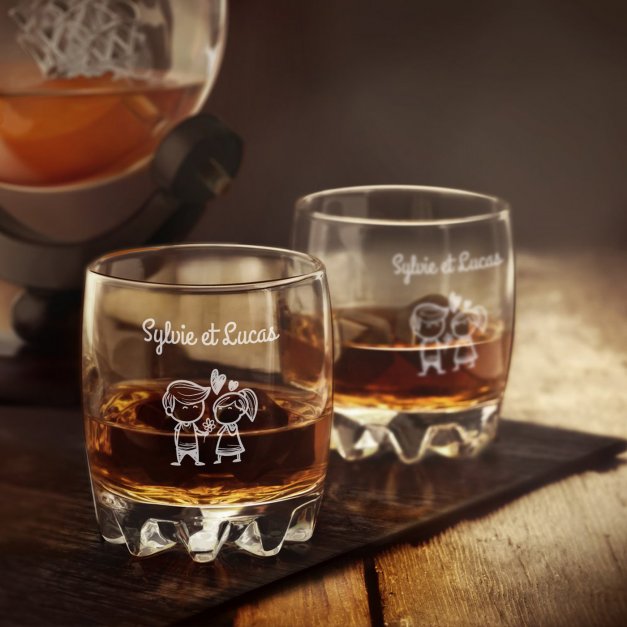6 verres Sylvana avec gravure pour couple pour la Saint-Valentin