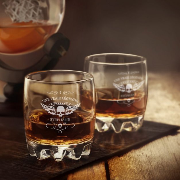 6 verres Sylvana avec gravure pour un motard