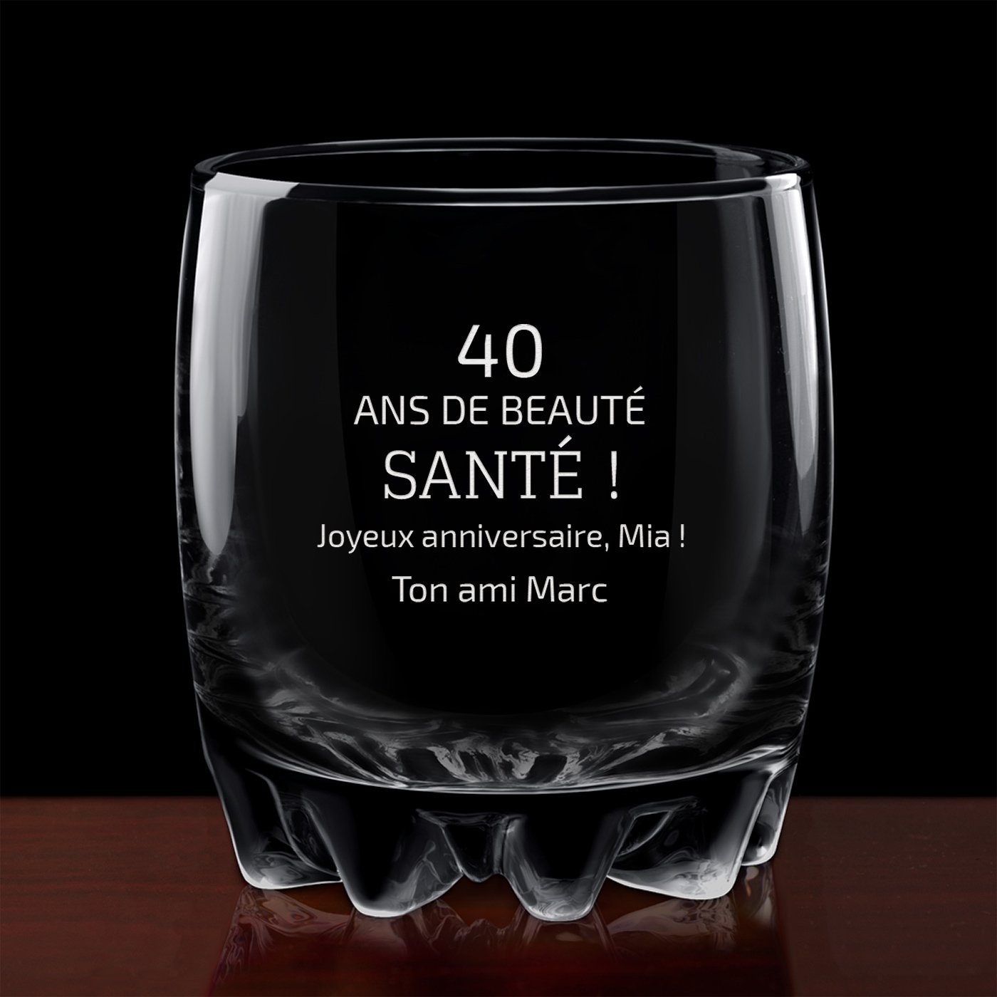 6 verres Sylvana avec gravure pour 40e anniversaire d'une amie