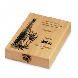 Ensemble d'accessoires pour vin avec coffret en bambou personnalisé pour l'anniversaire d'une femme