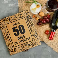 Ensemble d'accessoires pour vin avec coffret en bambou avec impression pour papa pour son 50e anniversaire