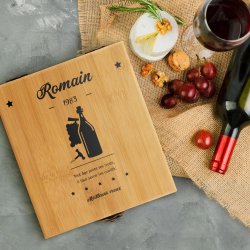 Ensemble d'accessoires pour vin avec coffret en bambou avec impression pour l'anniversaire d'un collègue