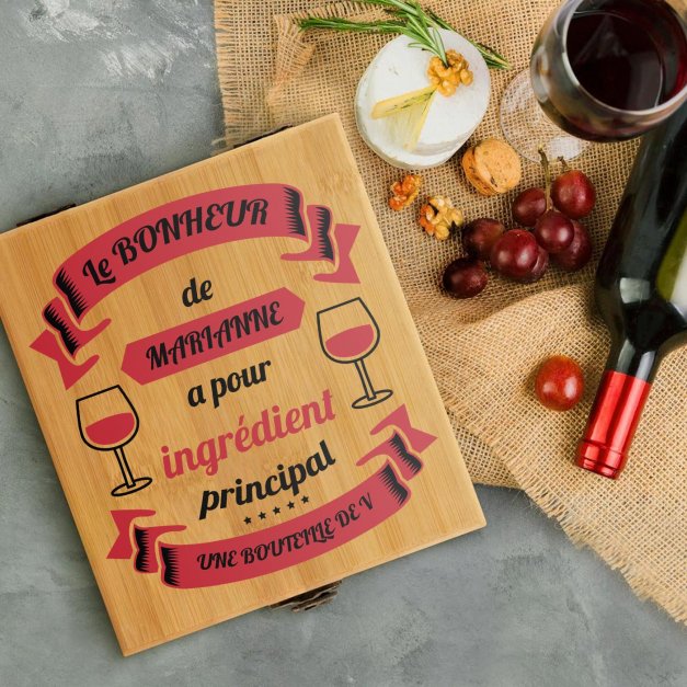 Ensemble d'accessoires pour vin avec coffret en bambou personnalisé pour l'anniversaire d'une copine