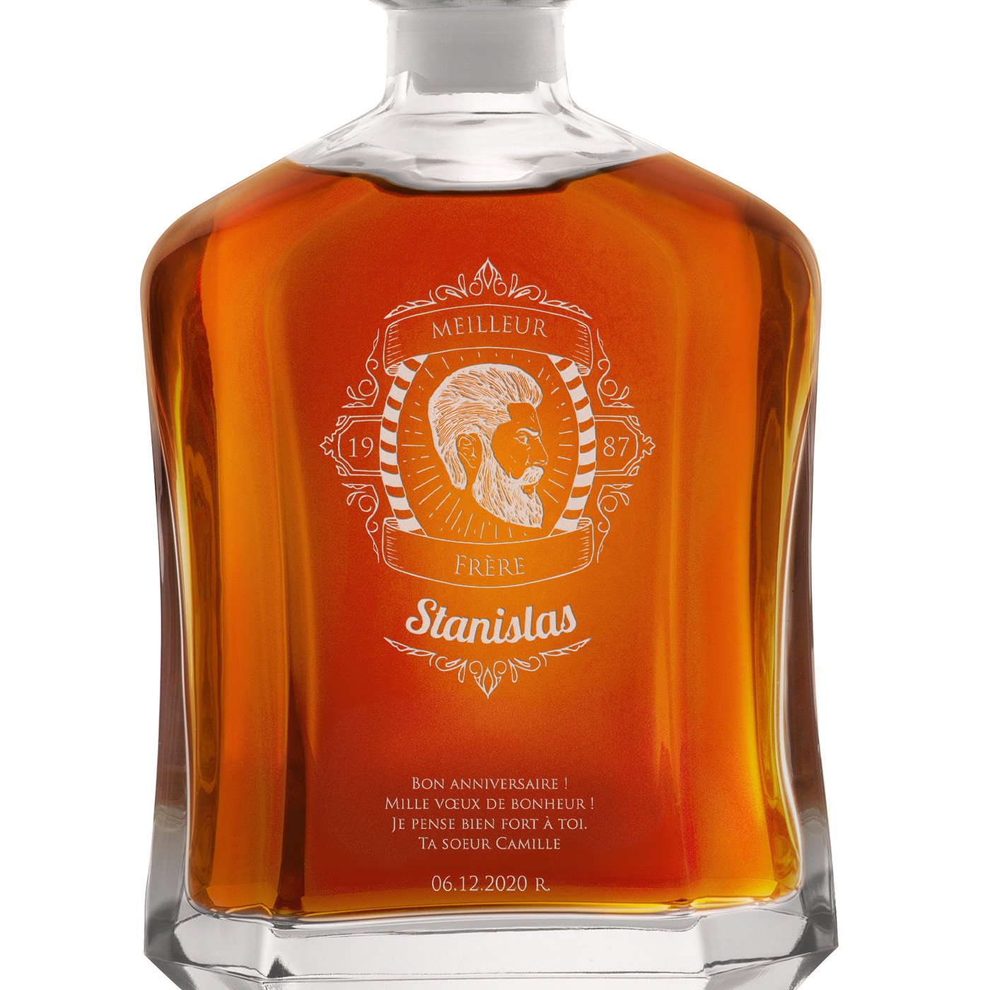 Carafe à whisky avec gravure pour frère