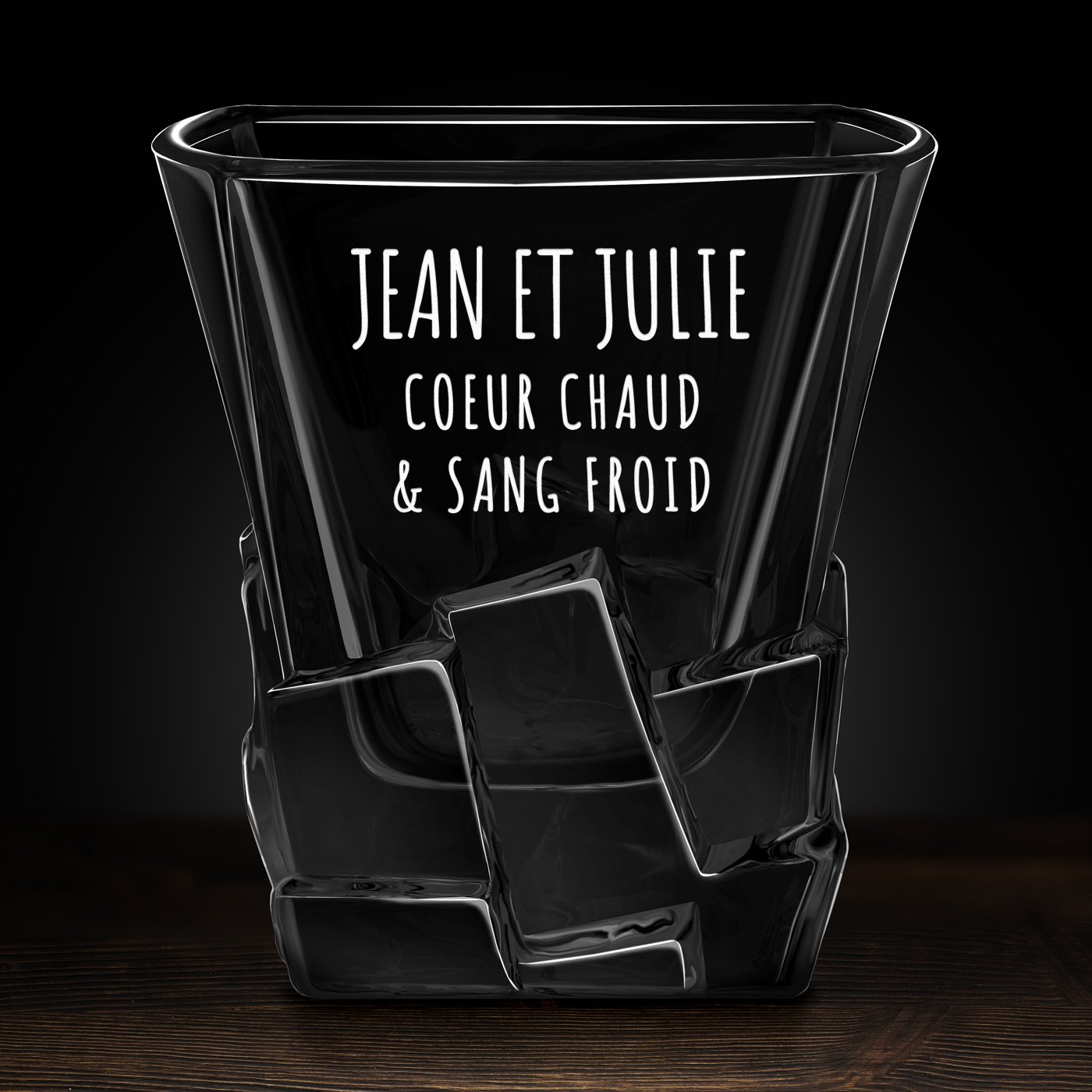Verre à whisky Ice Blink avec gravure pour des amoureux