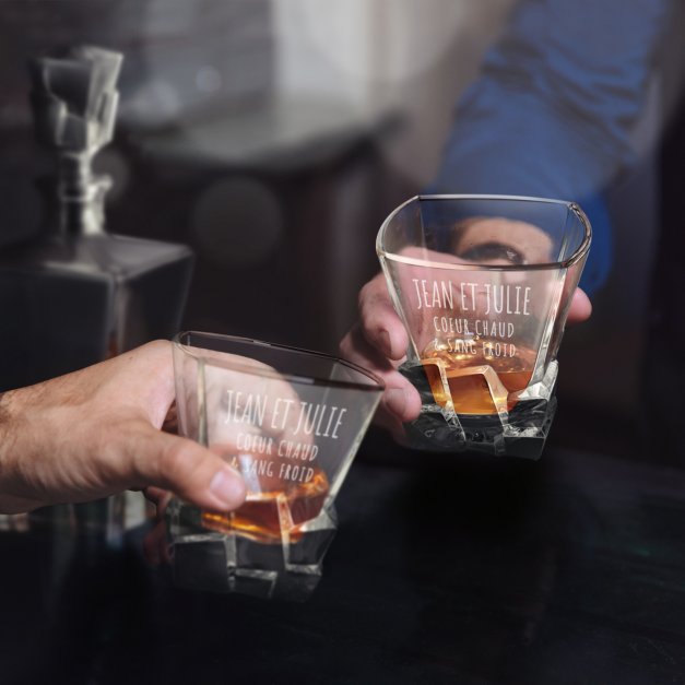 6 verres à whisky Ice Blink avec gravure pour des amoureux