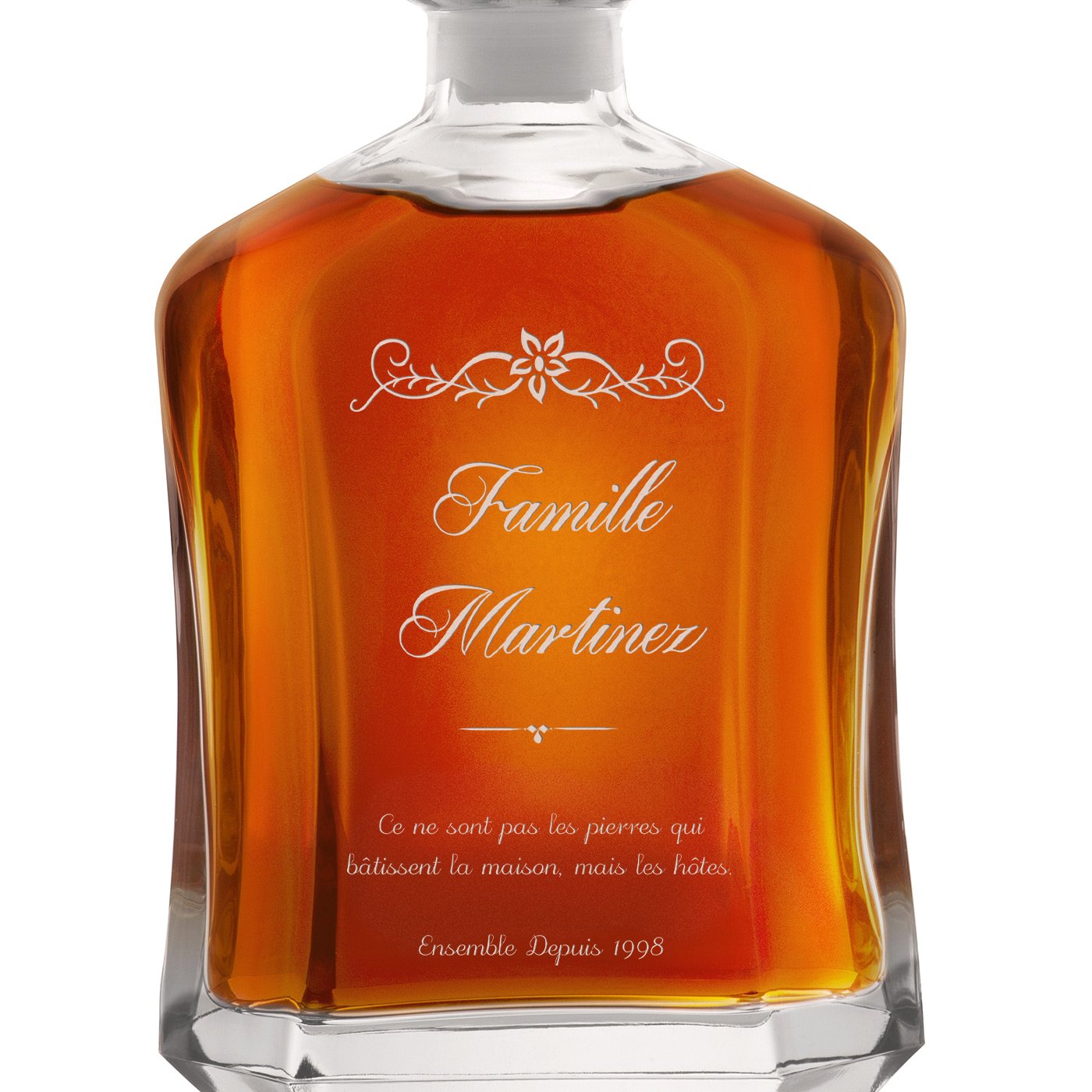 Carafe en verre avec gravure pour un anniversaire de mariage