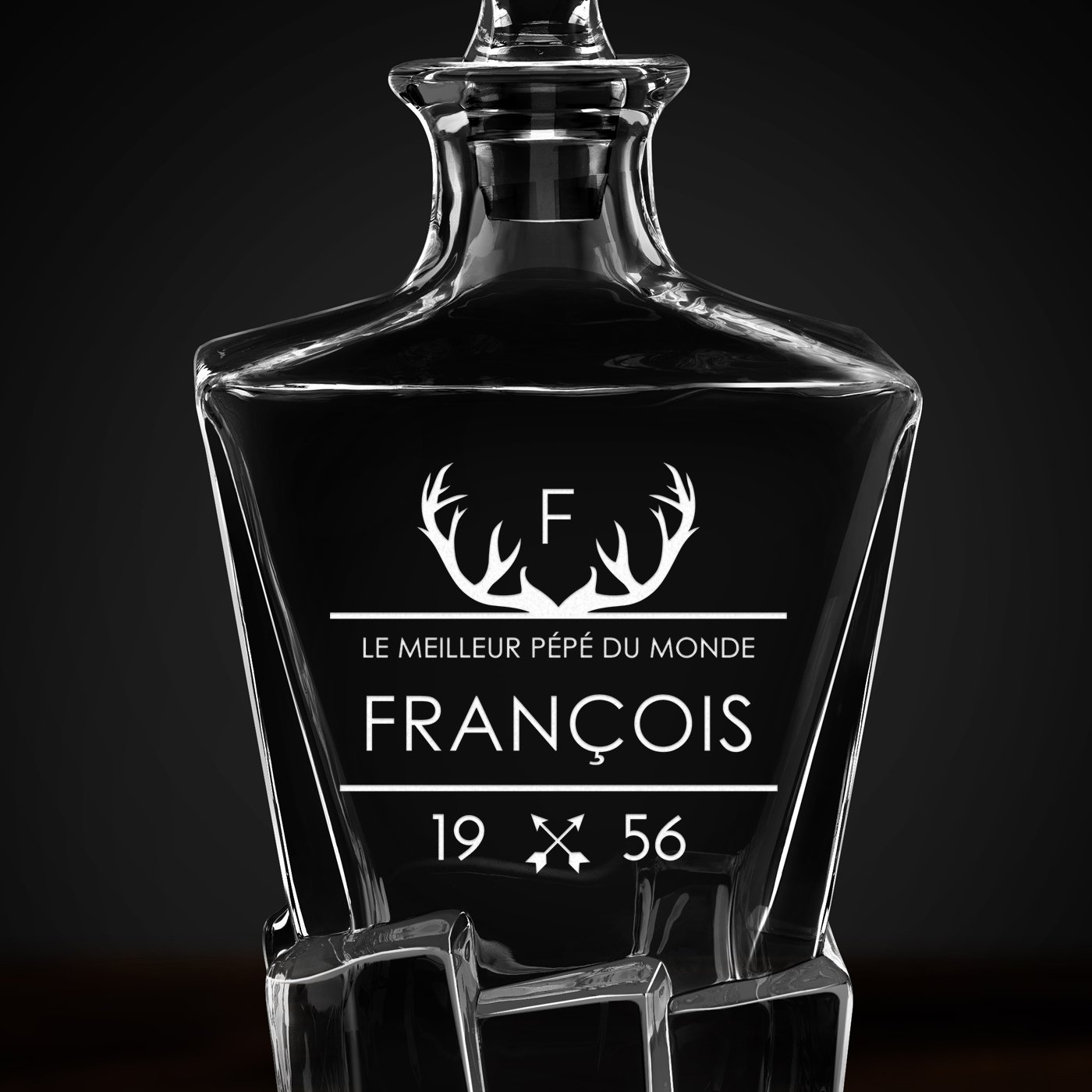 Carafe à whisky Ice Blink avec gravure pour grand-père