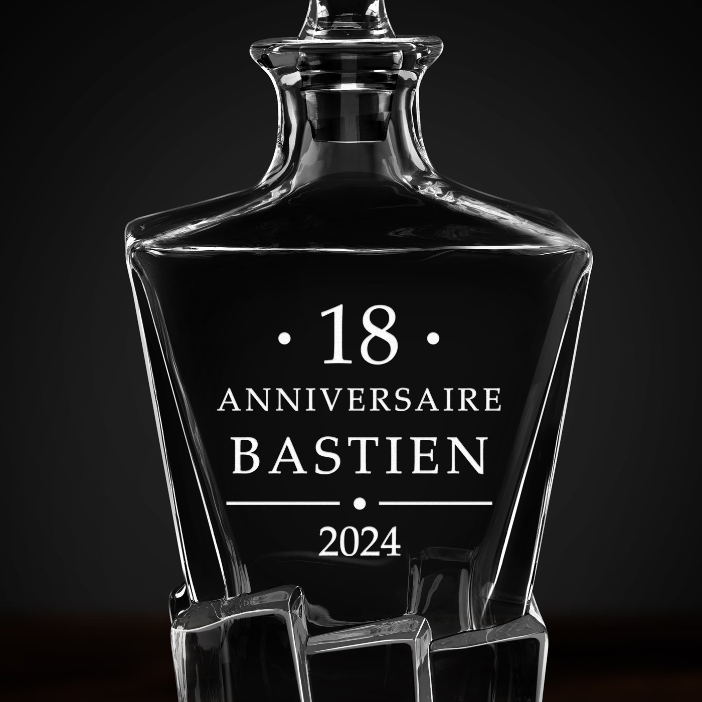 Carafe à whisky Ice Blink avec gravure pour jeune homme pour ses 18 ans