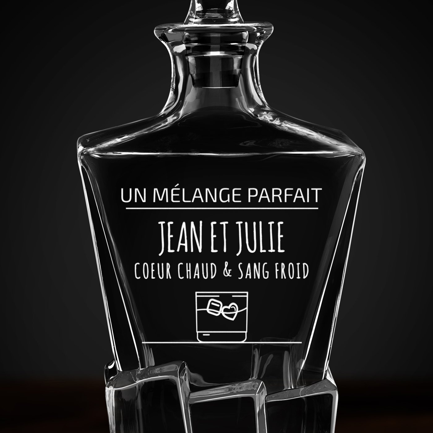 Carafe à whisky Ice Blink avec gravure pour amis