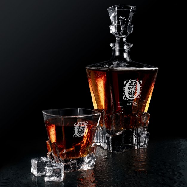 Carafe à whisky Ice Blink et 2 verres avec gravure pour un petit-ami