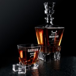 Carafe à whisky Ice Blink et 2 verres avec gravure pour bricoleur