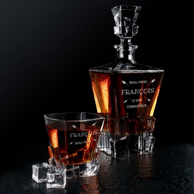 Carafe à whisky Ice Blink et 4 verres avec gravure pour beau-frère
