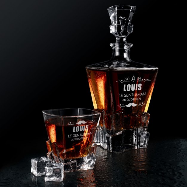 Carafe à whisky Ice Blink et 4 verres avec gravure pour homme pour Noël