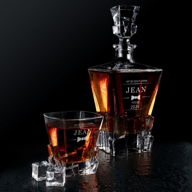 Carafe à whisky Ice Blink et 4 verres avec gravure pour l'anniversaire d'un gentleman