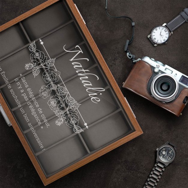 Boîte à montres gravée pour l'anniversaire d'une épouse