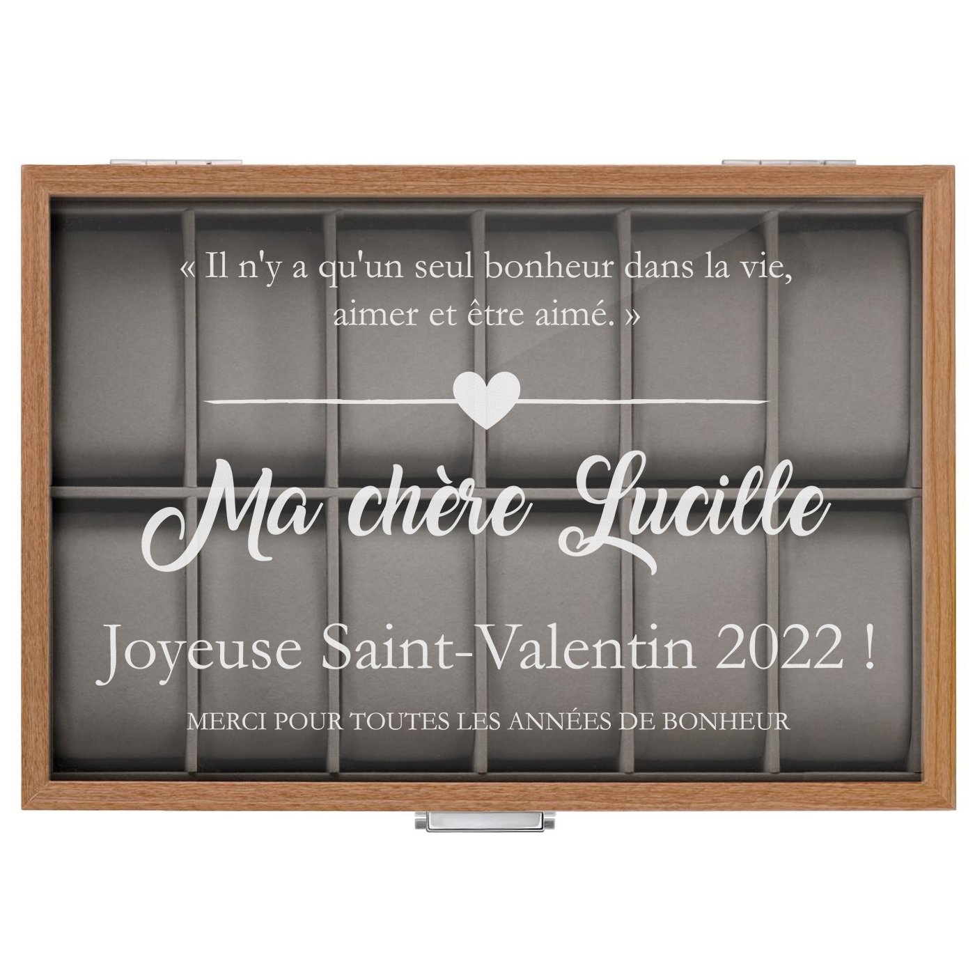 Boîte à montres gravée pour une femme pour la Saint-Valentin