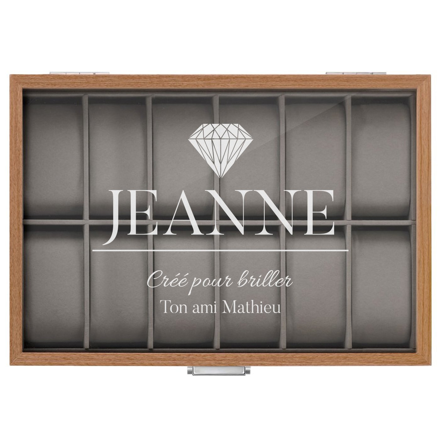 Boîte à montres gravée pour l'anniversaire d'une amie