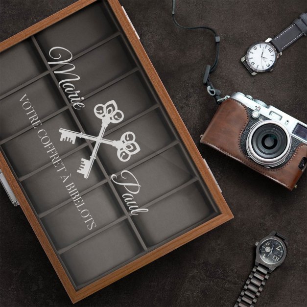 Boîte à montres gravée pour un couple pour mariage