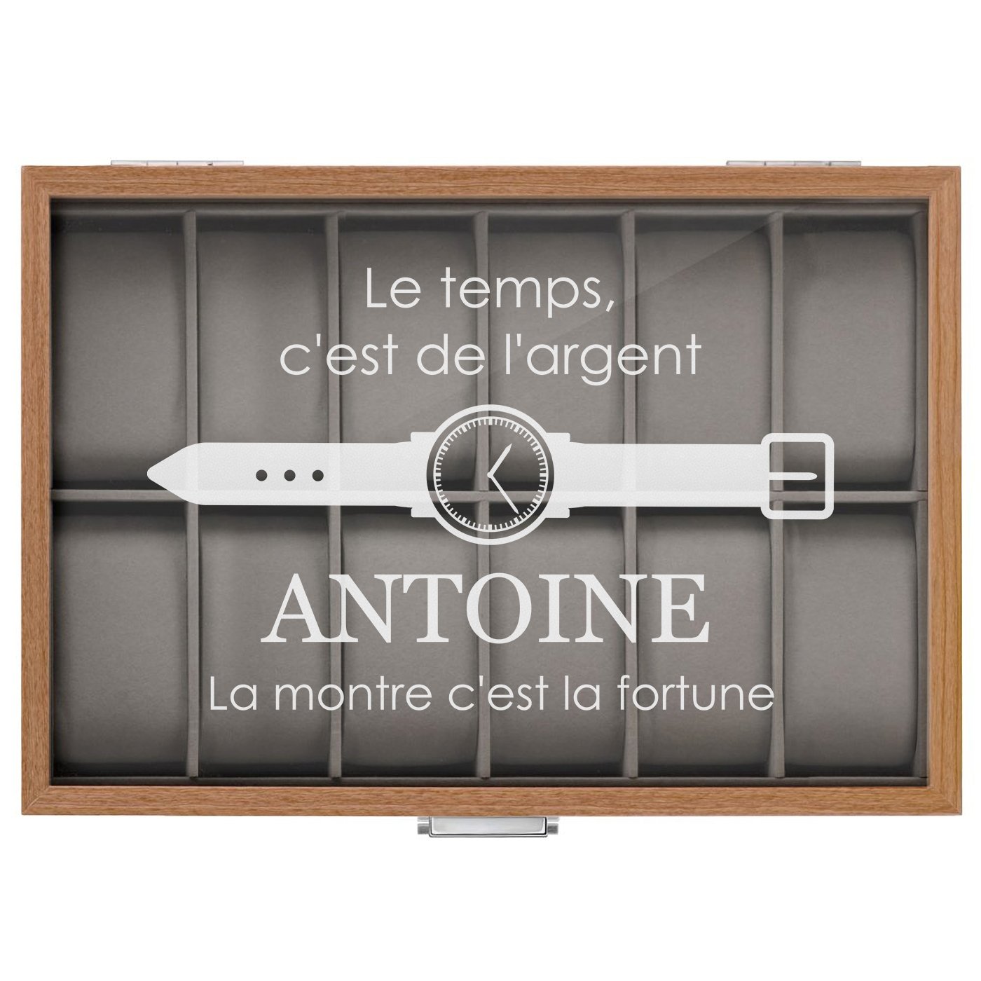 Boîte à montres gravée pour l'anniversaire d'un homme