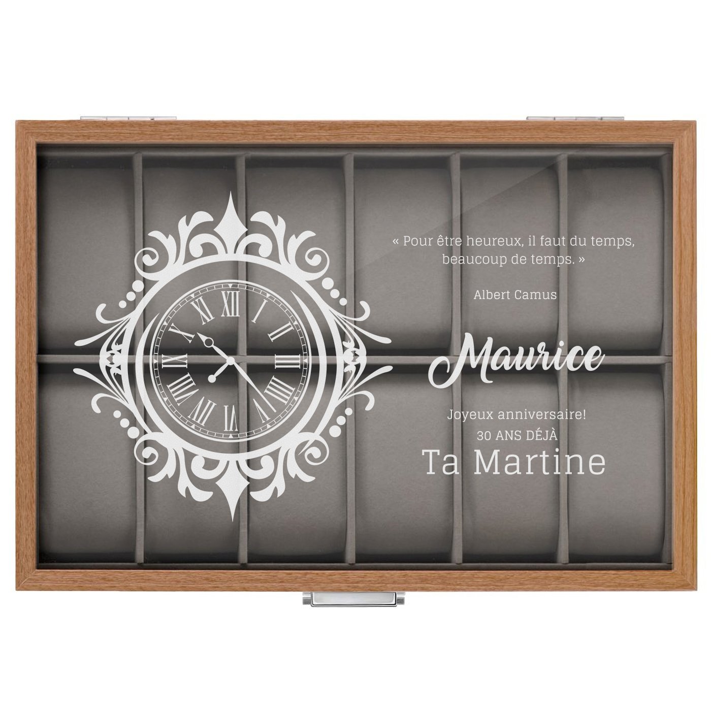 Boîte à montres gravée pour un mari pour son 30e anniversaire