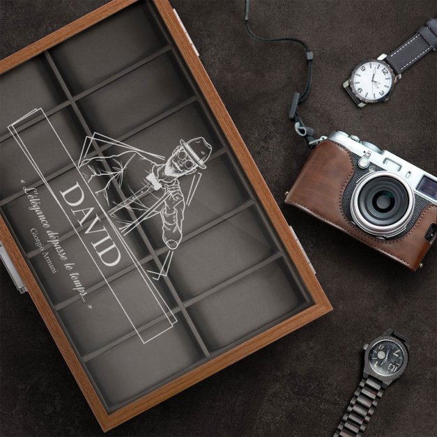 Boîte à montres gravée pour l'anniversaire de papa